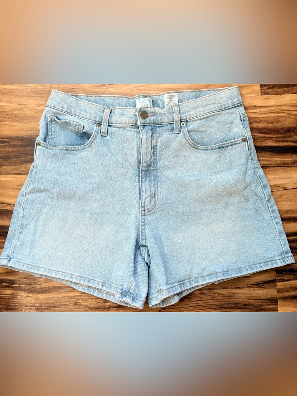 Time and Tru Light Wash High-Rise Denim Shorts